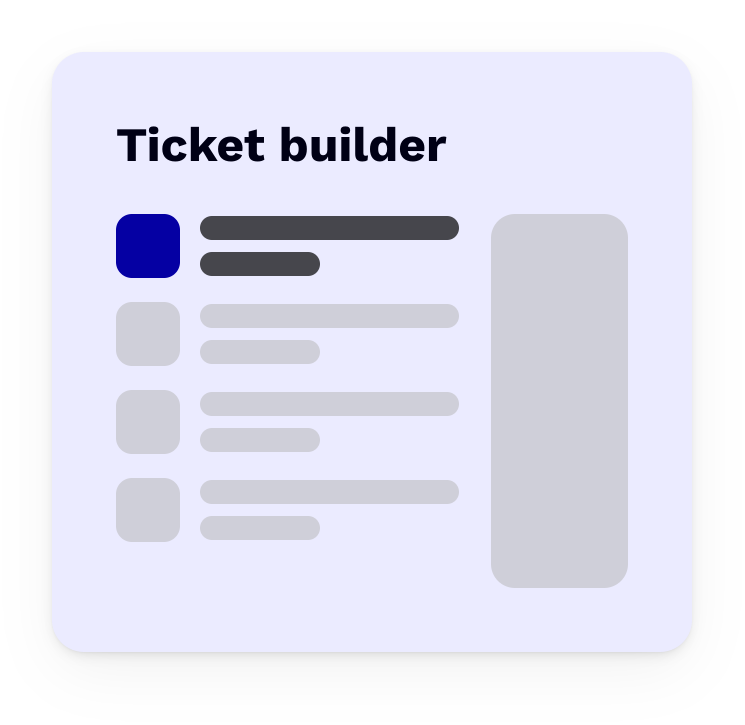 A graphic design of marven event software's ticket builder